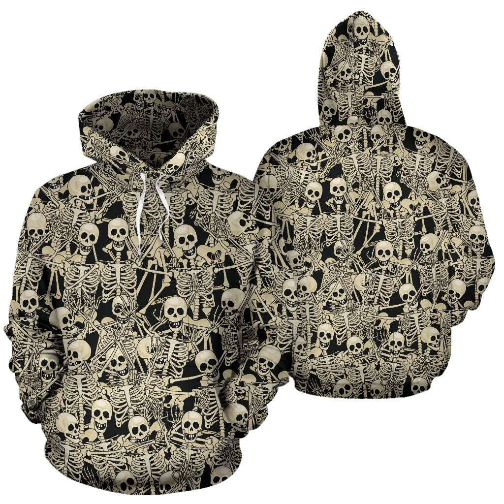 Skeleton Design Print Pullover Hoodie