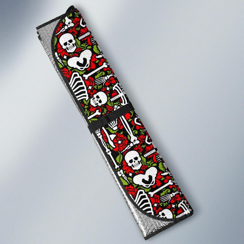 Skeleton Pattern Print Car Sun Shade For Windshield