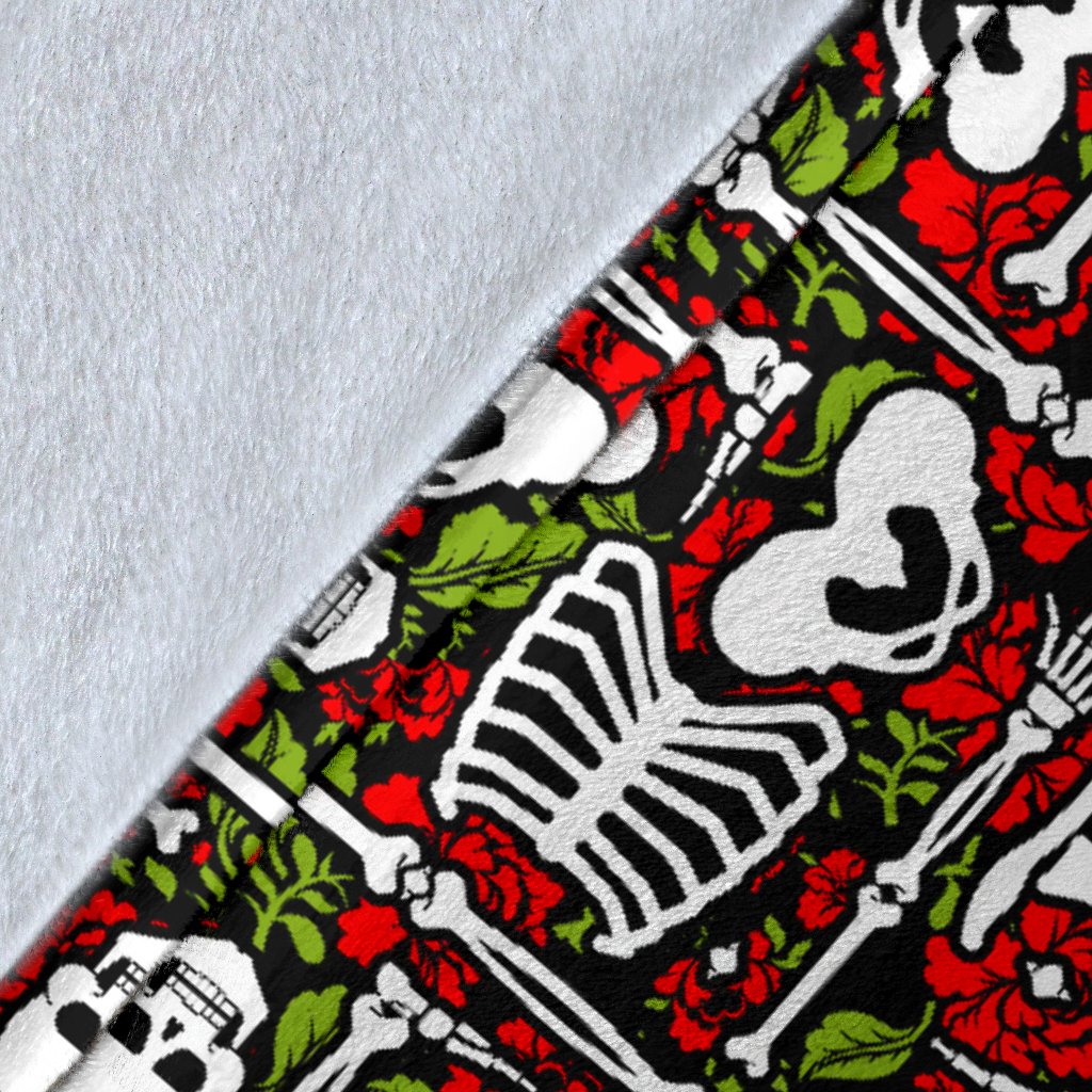 Skeleton Pattern Print Fleece Blanket