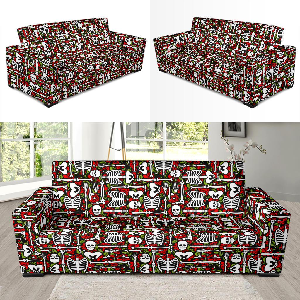 Skeleton Pattern Print Sofa Slipcover-JTAMIGO.COM