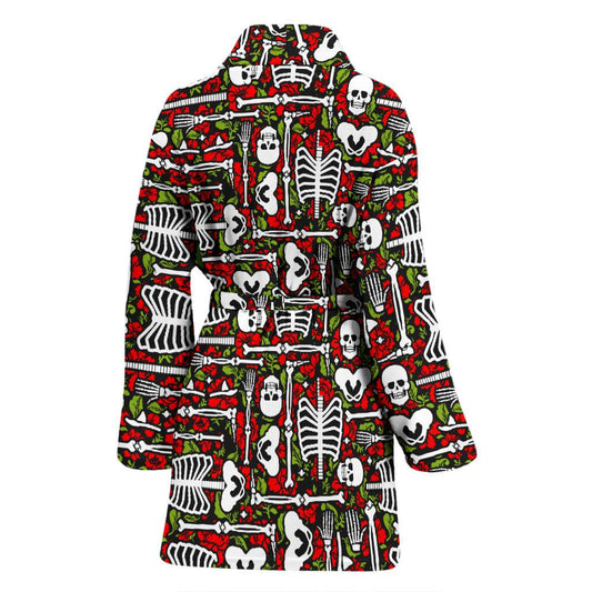 Skeleton Pattern Print Women Bath Robe-JTAMIGO.COM