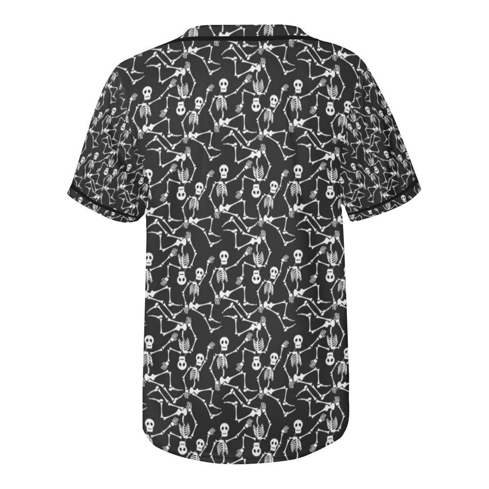Skeleton Themed Print Baseball Jersey-JTAMIGO.COM