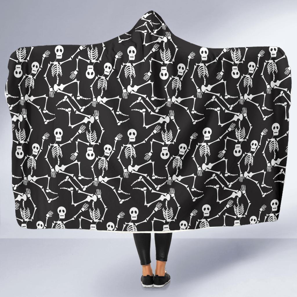Skeleton Themed Print Hooded Blanket-JTAMIGO.COM