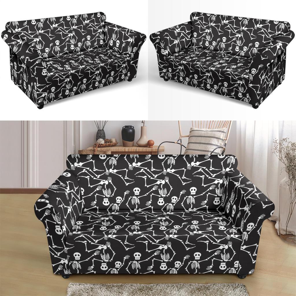 Skeleton Themed Print Loveseat Slipcover-JTAMIGO.COM