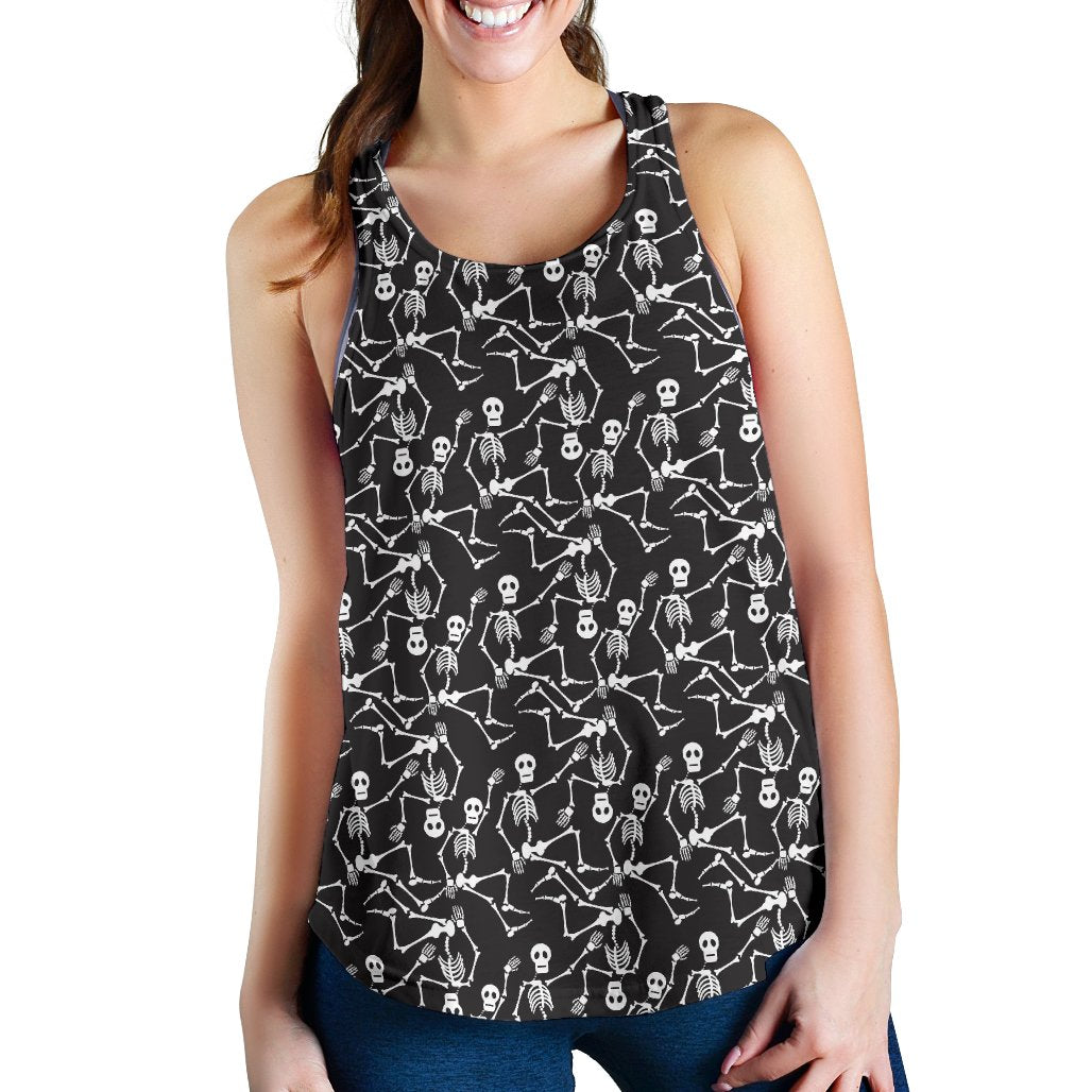 Skeleton Themed Print Women Racerback Tank Top