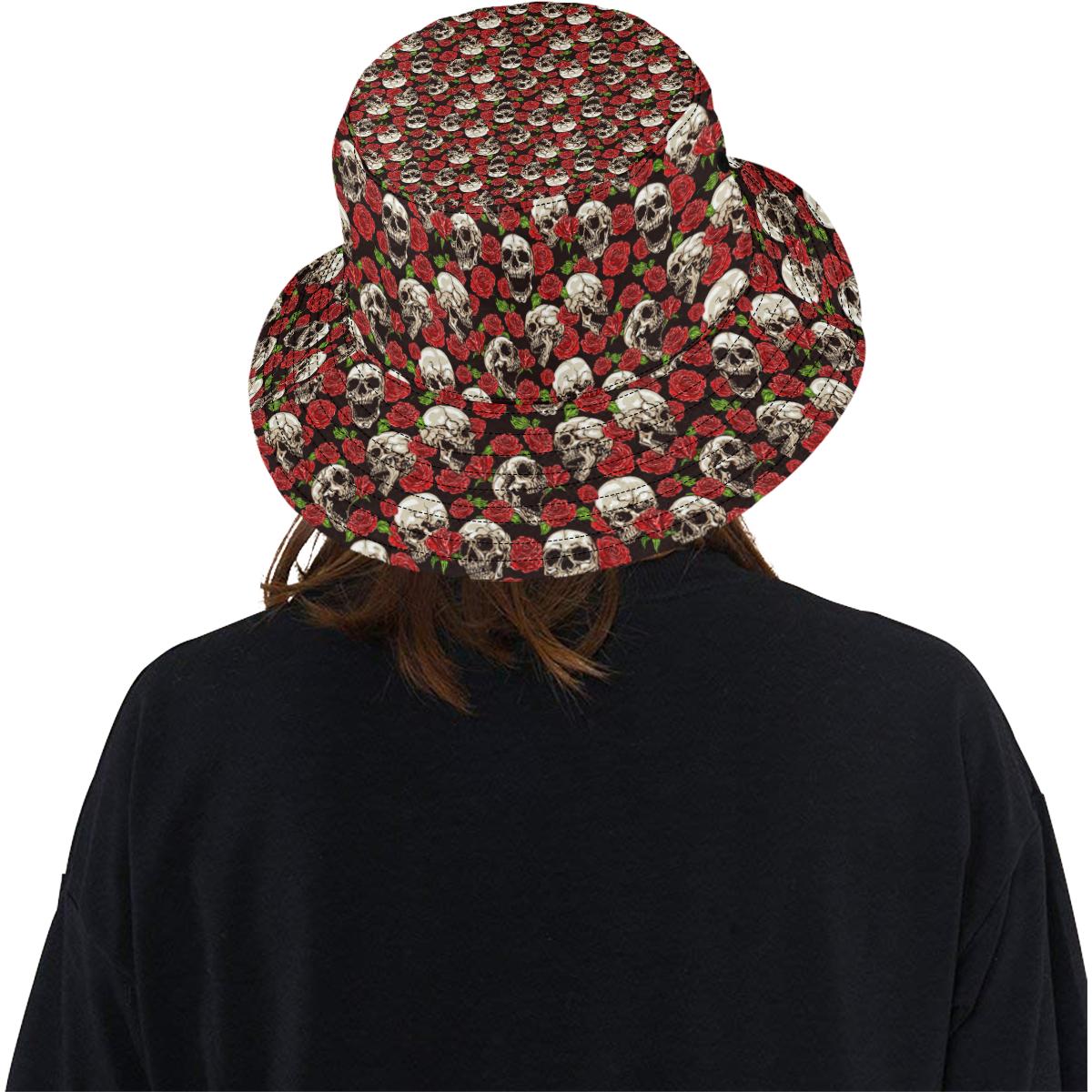 Skull Roses Design Themed Print Unisex Bucket Hat