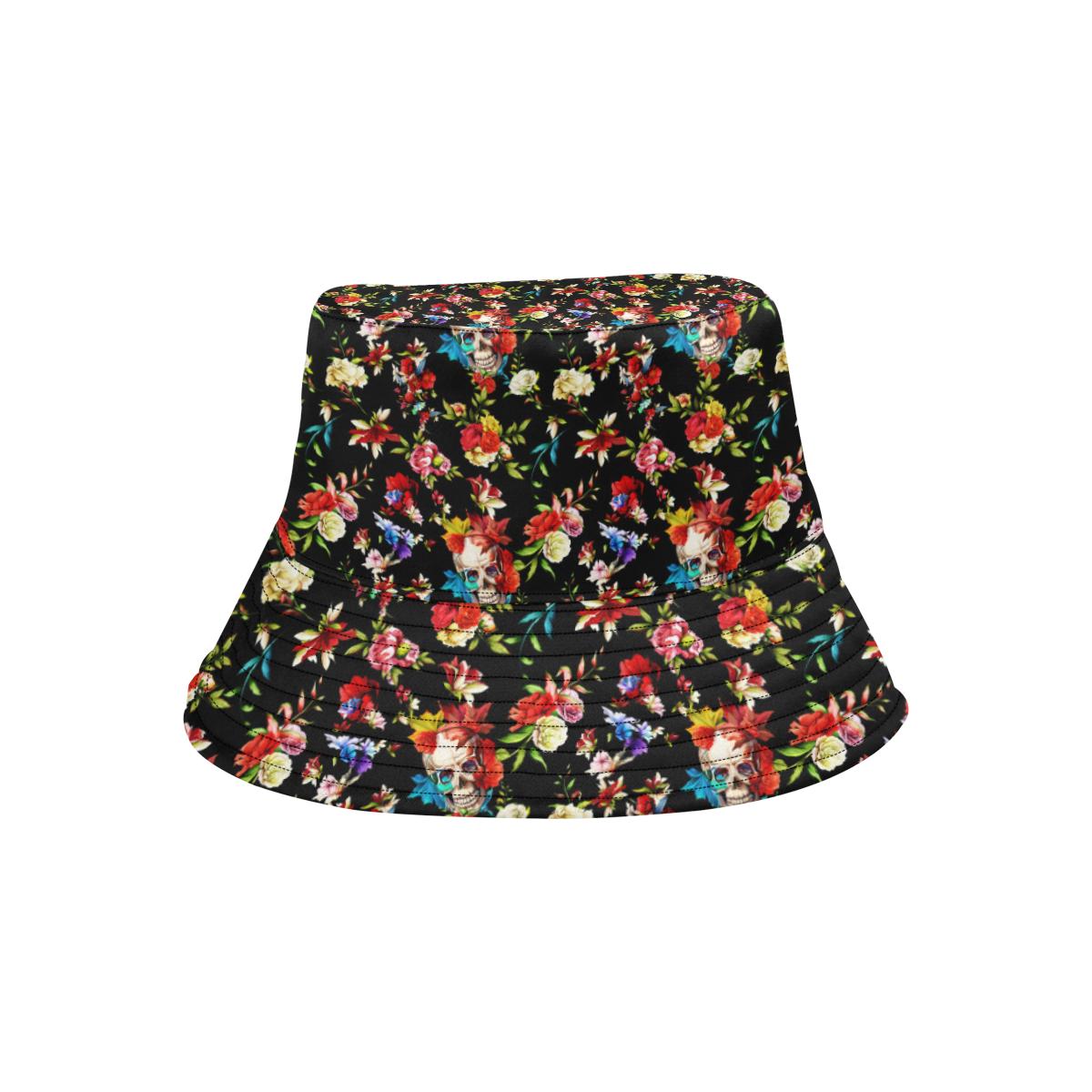 Skull Roses Flower Design Themed Print Unisex Bucket Hat