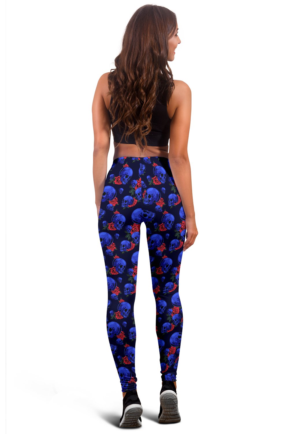 Skull Roses Neon Design Themed Print Women Leggings