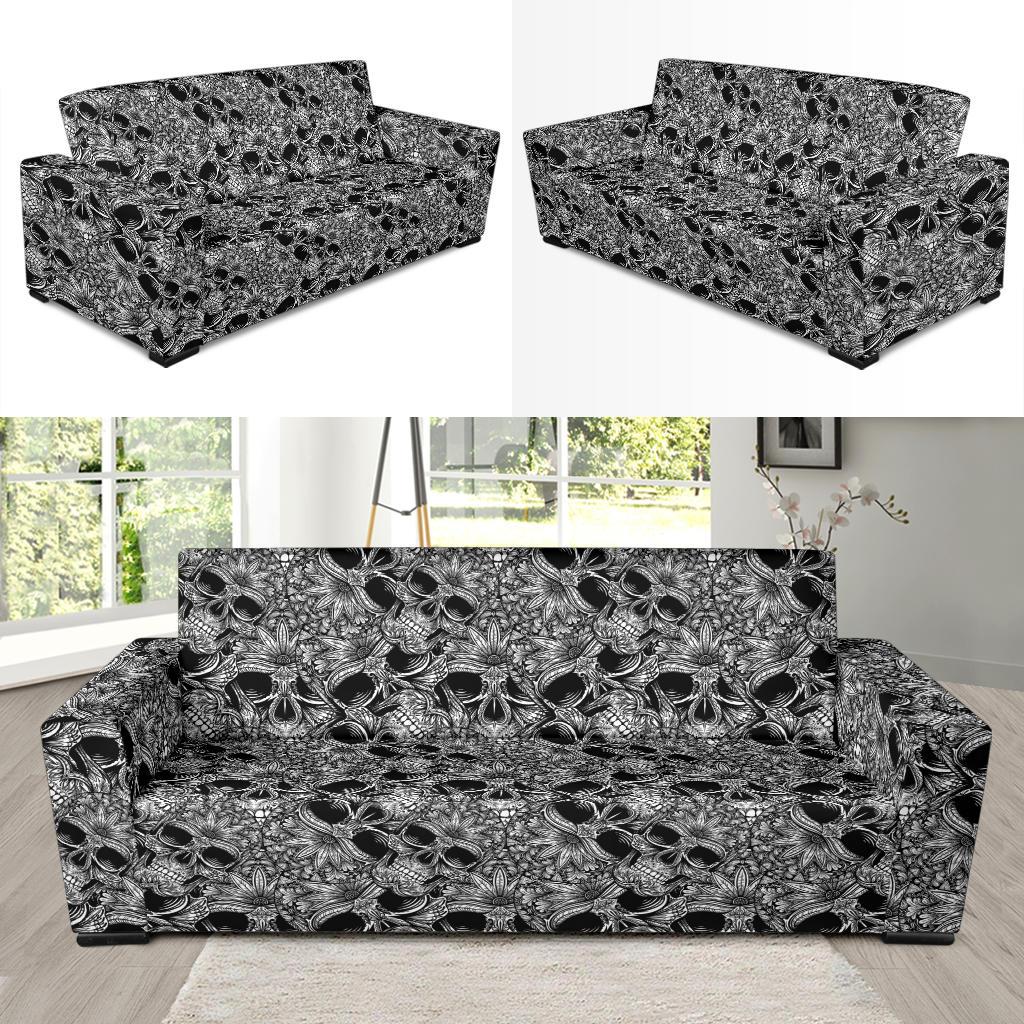 Skull Tattoo Design Print Sofa Slipcover-JTAMIGO.COM