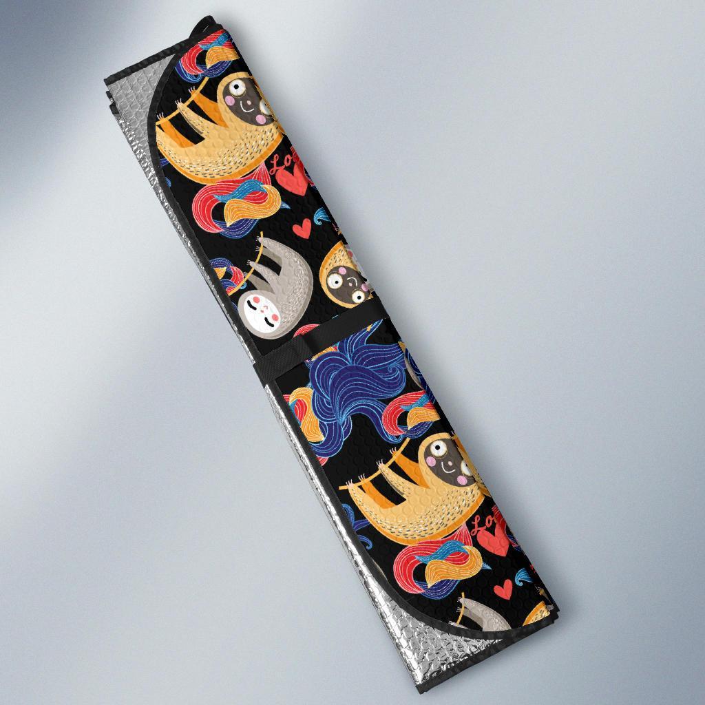 Sloth Cartoon Design Themed Print Car Sun Shade For Windshield