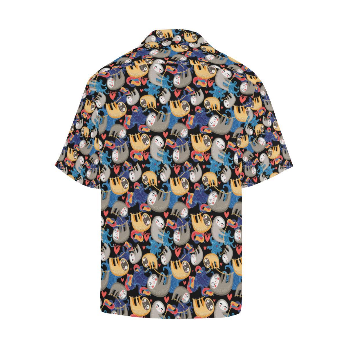 Sloth Cartoon Design Themed Print Men Aloha Hawaiian Shirt