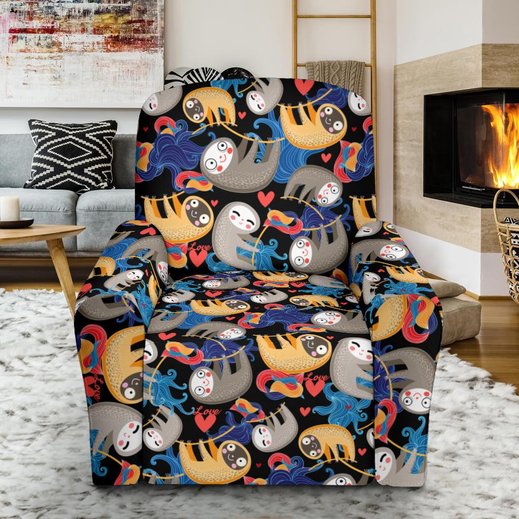 Sloth Cartoon Design Themed Print Single Sofa Slipcover -JTAMIGO.COM
