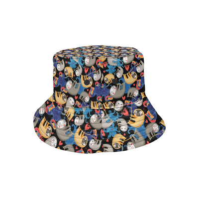 Sloth Cartoon Design Themed Print Unisex Bucket Hat