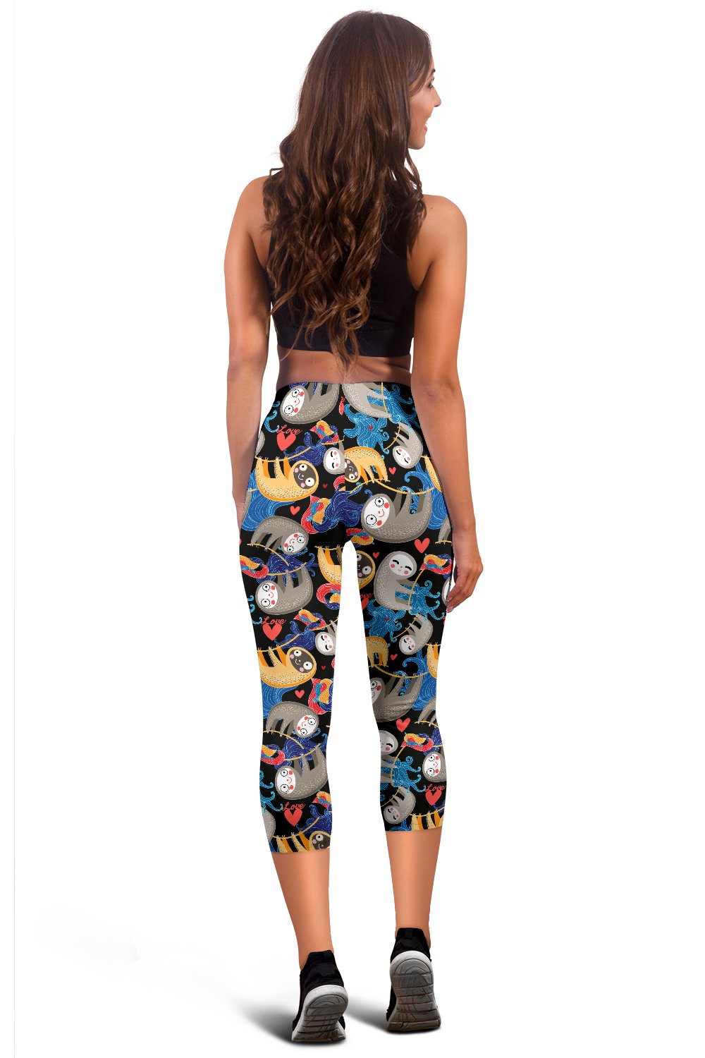 Sloth Cartoon Design Themed Print Women Capris