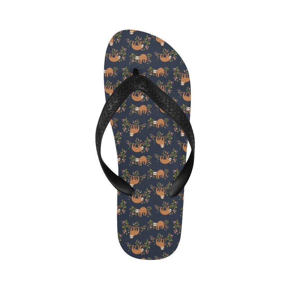 Sloth flower Design Themed Print Flip Flops-JTAMIGO.COM