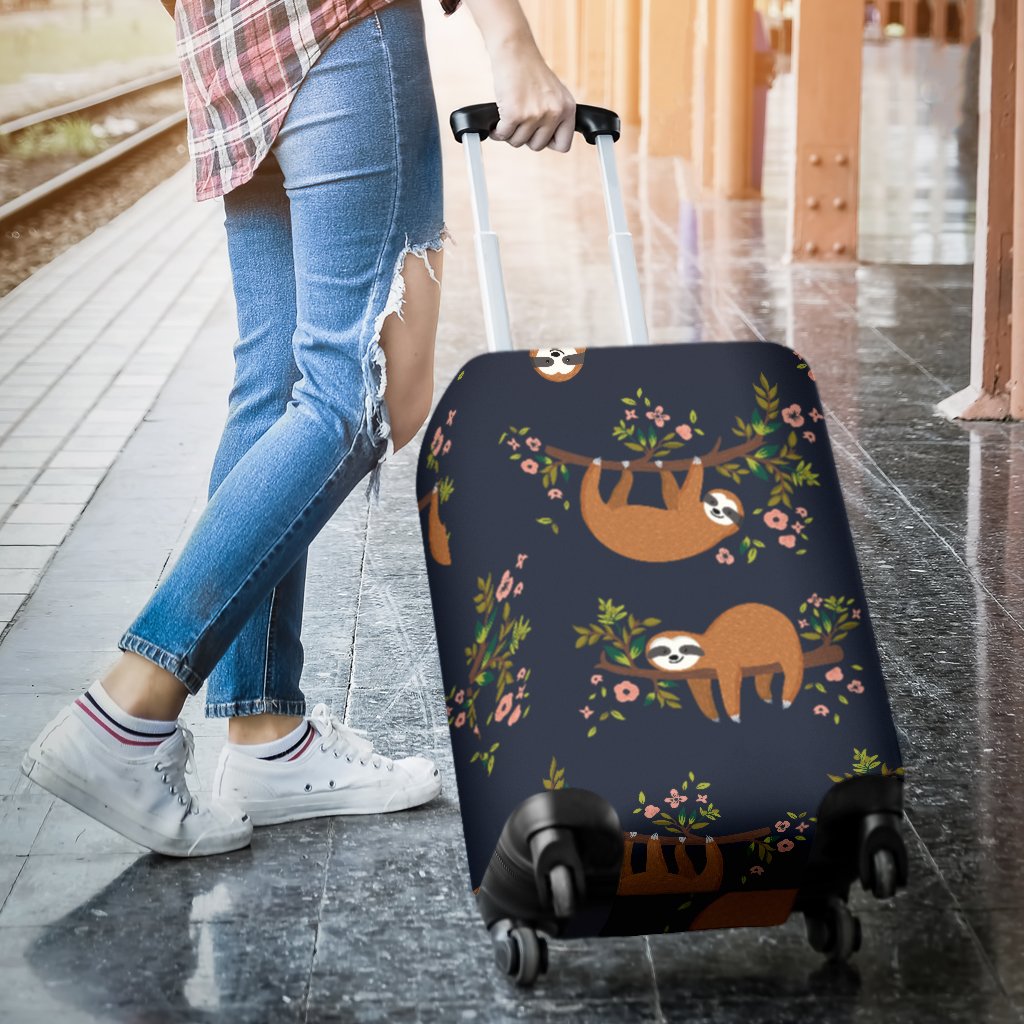 Sloth flower Design Themed Print Luggage Cover Protector