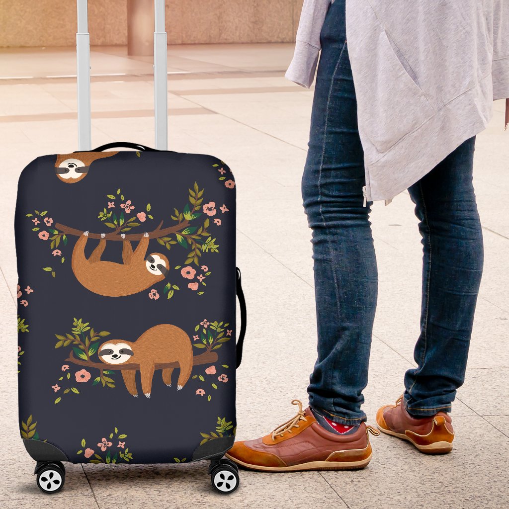 Sloth flower Design Themed Print Luggage Cover Protector