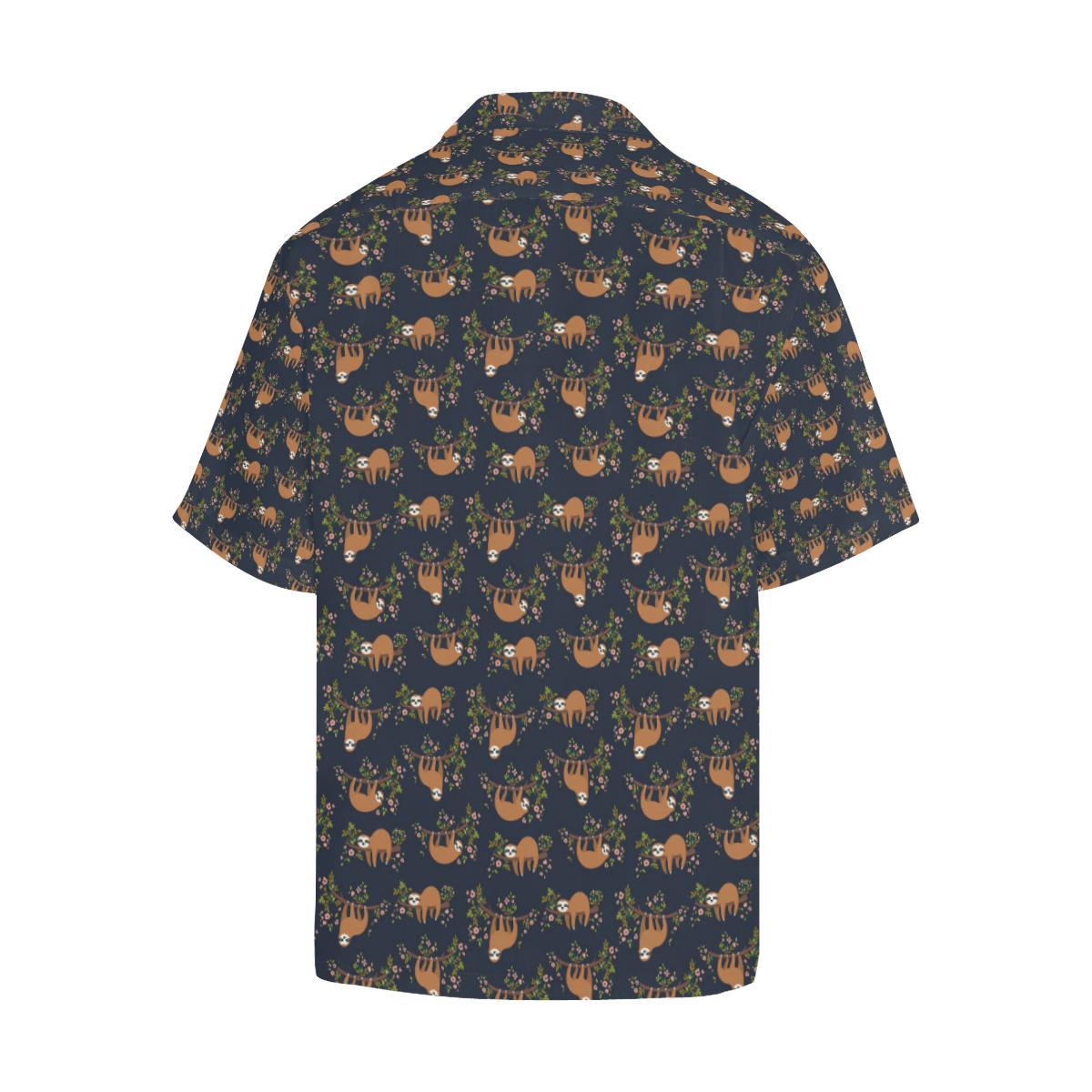 Sloth flower Design Themed Print Men Aloha Hawaiian Shirt
