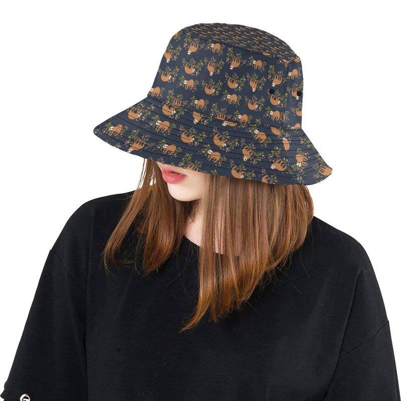 Sloth flower Design Themed Print Unisex Bucket Hat