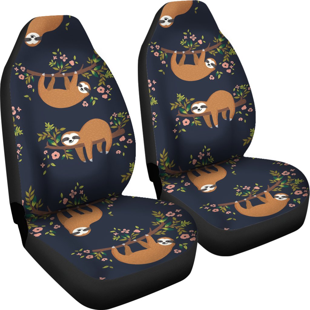 Sloth flower Design Themed Print Universal Fit Car Seat Covers