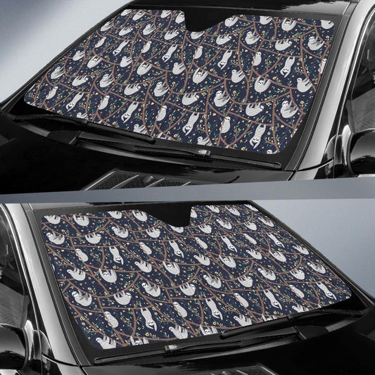 Sloth Happy Design Themed Print Car Sun Shade For Windshield