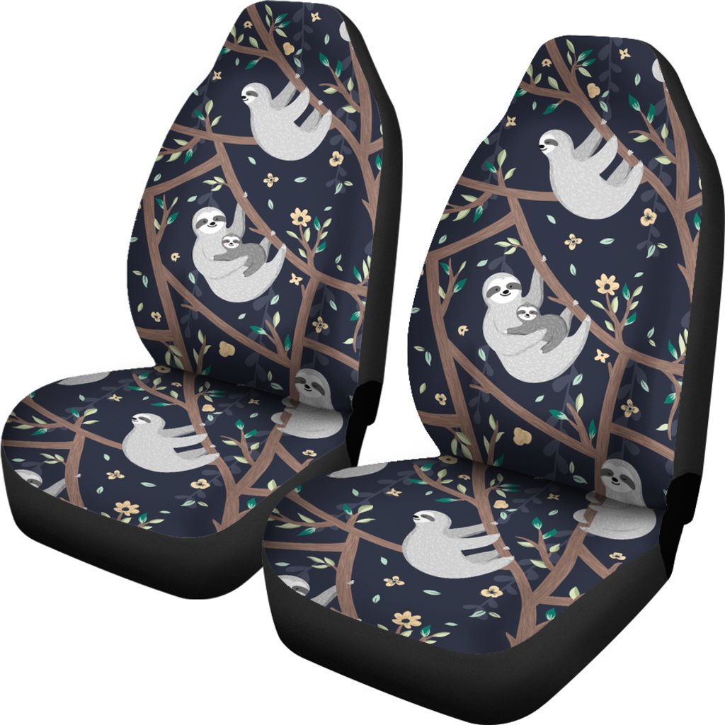 Sloth Happy Design Themed Print Universal Fit Car Seat Covers