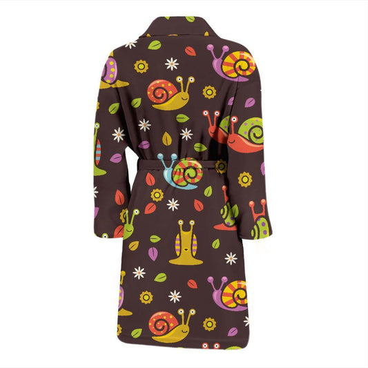 Snail Pattern Print Design 01 Men Bathrobe-JORJUNE.COM