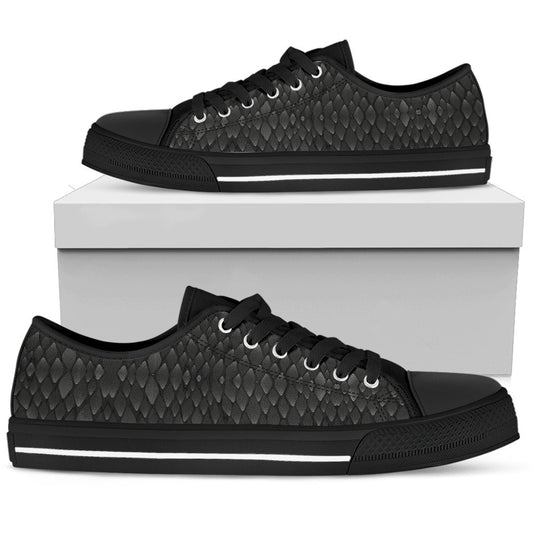 Snake Skin Black Print Women Low Top Shoes-JTAMIGO.COM