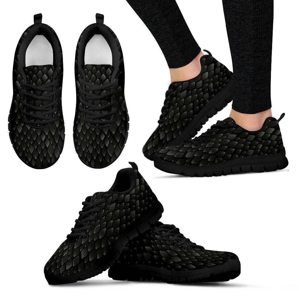Snake Skin Black Print Women Sneakers Shoes