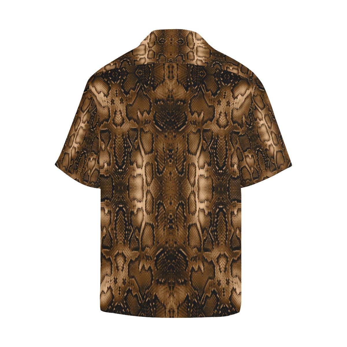 Snake Skin Brown Print Men Aloha Hawaiian Shirt