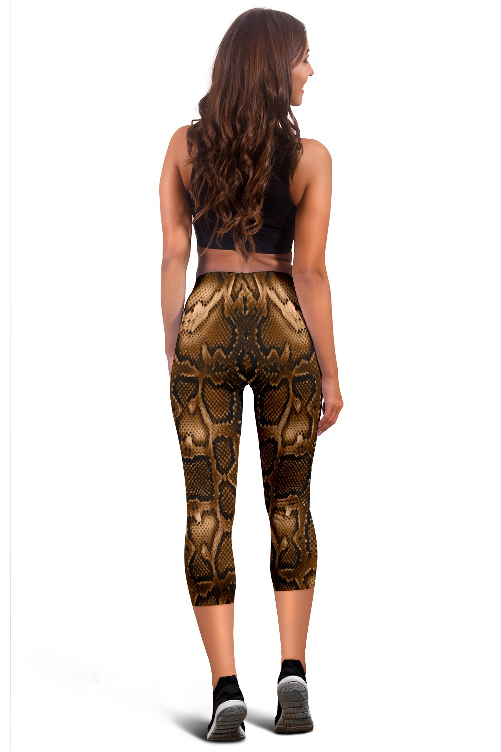 Snake Skin Brown Print Women Capris