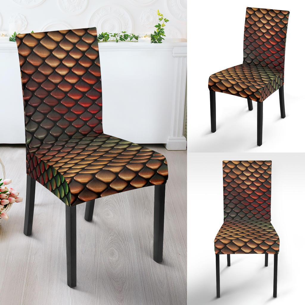 Snake Skin Colorful Print Dining Chair Slipcover-JTAMIGO.COM