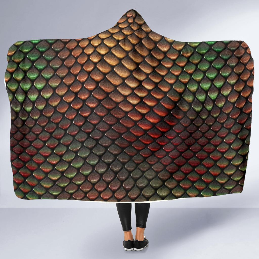 Snake Skin Colorful Print Hooded Blanket-JTAMIGO.COM