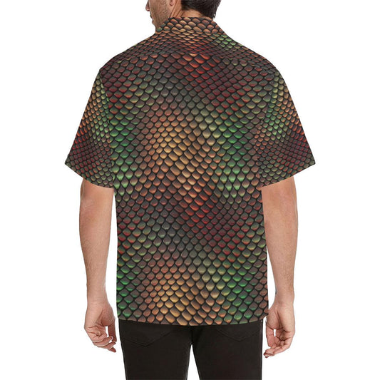 Snake Skin Colorful Print Men Aloha Hawaiian Shirt