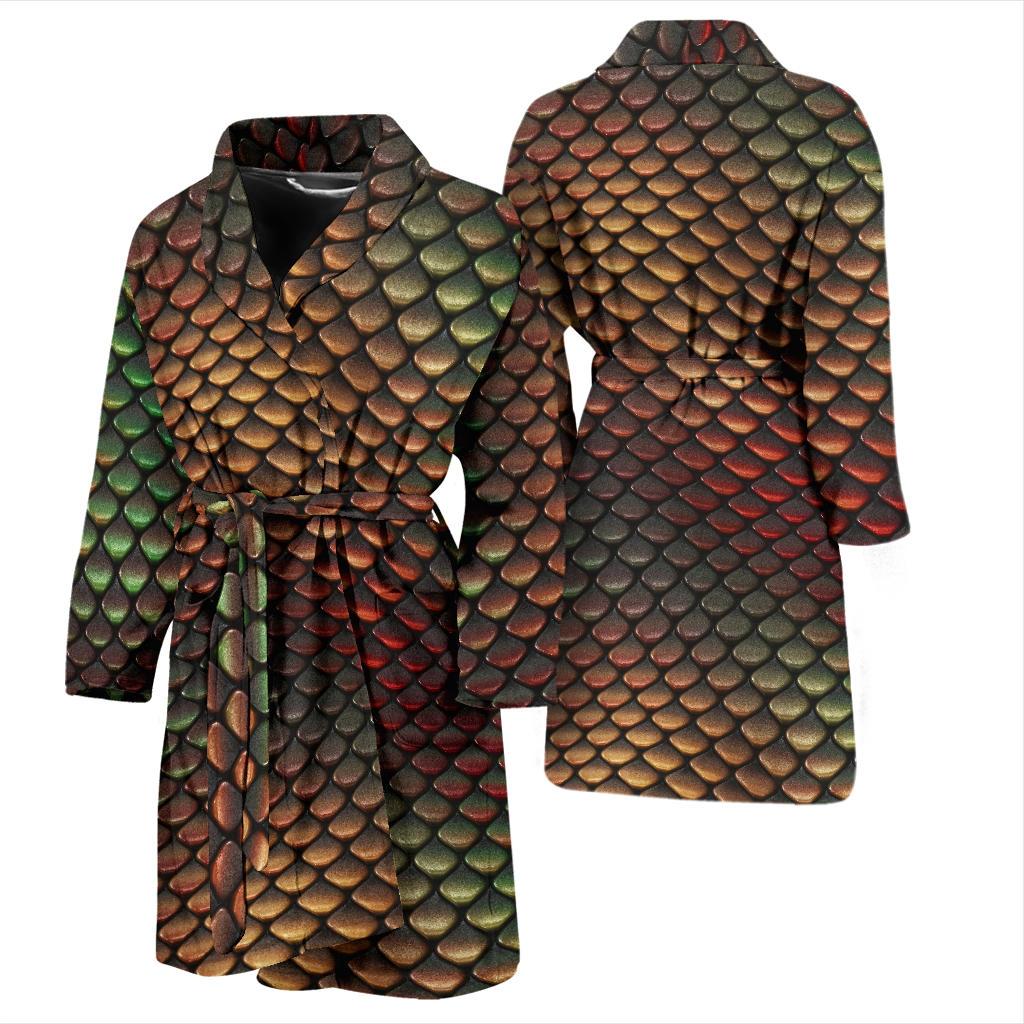 Snake Skin Colorful Print Men Bath Robe-JTAMIGO.COM