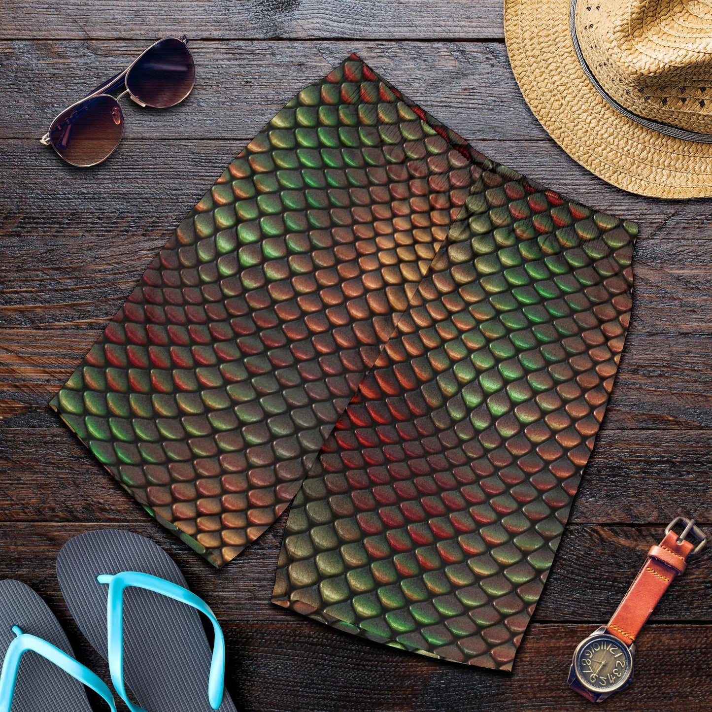 Snake Skin Colorful Print Mens Shorts-JTAMIGO.COM