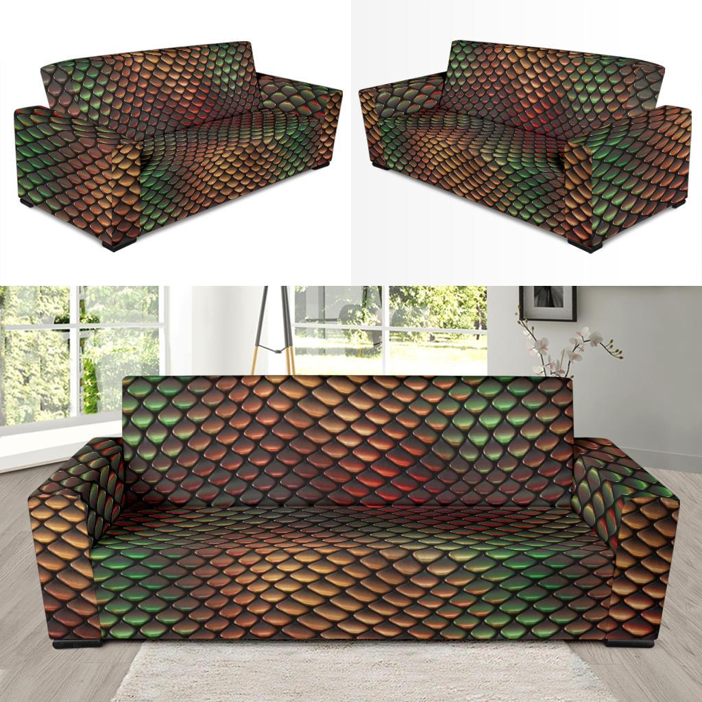 Snake Skin Colorful Print Sofa Slipcover-JTAMIGO.COM