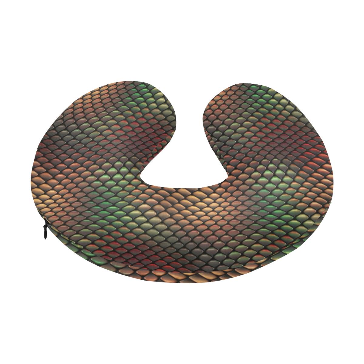 Snake Skin Colorful Print U-Shaped Travel Neck Pillow-JTAMIGO.COM