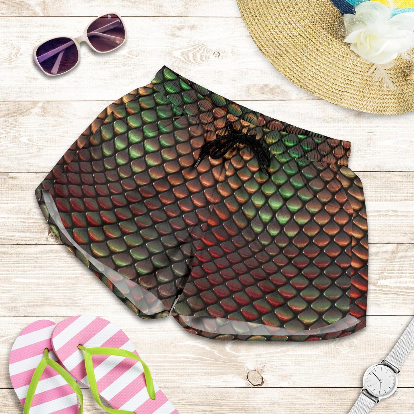 Snake Skin Colorful Print Women Shorts-JTAMIGO.COM