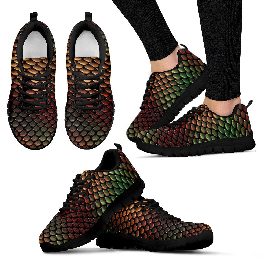 Snake Skin Colorful Print Women Sneakers Shoes