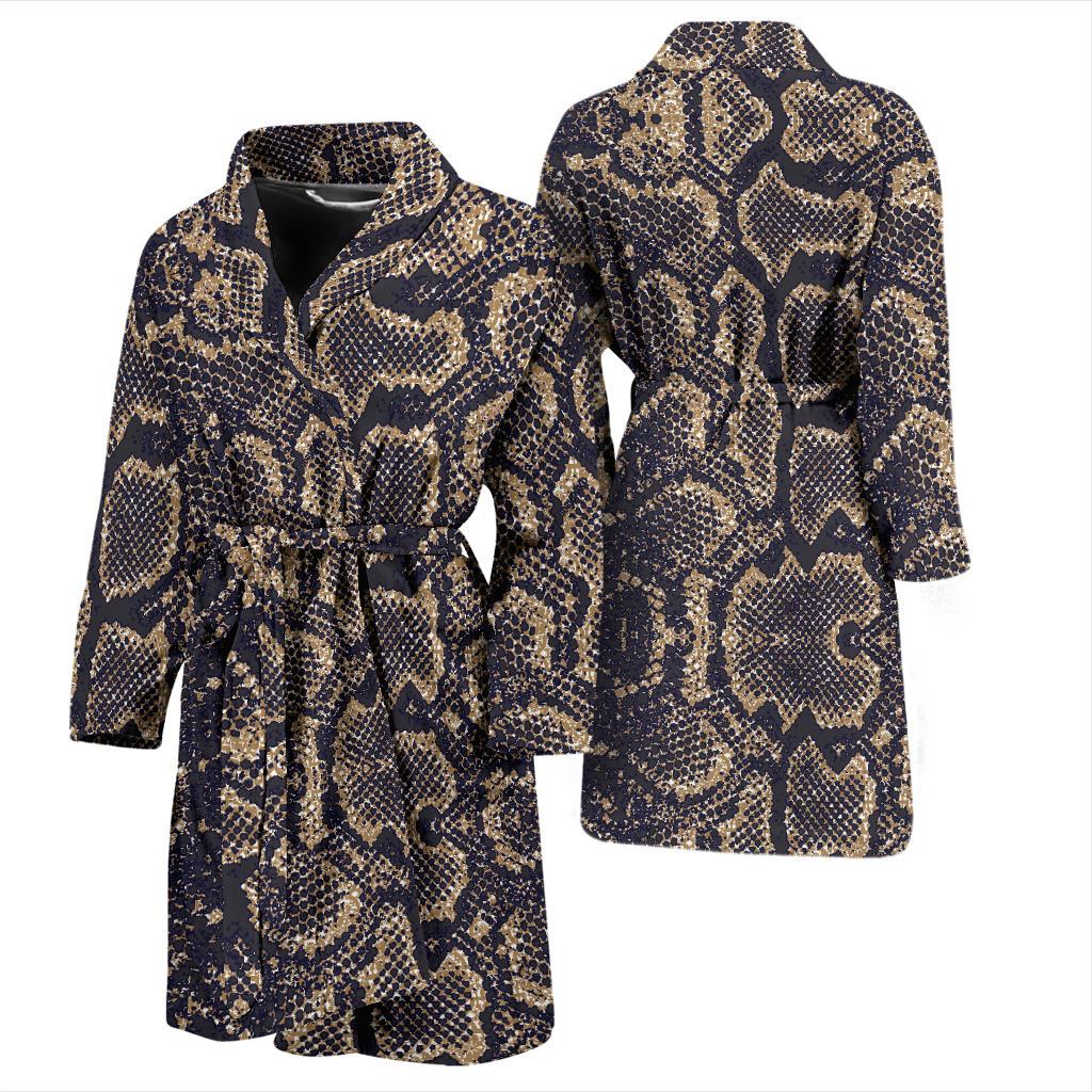 Snake Skin Pattern Print Men Bath Robe-JTAMIGO.COM