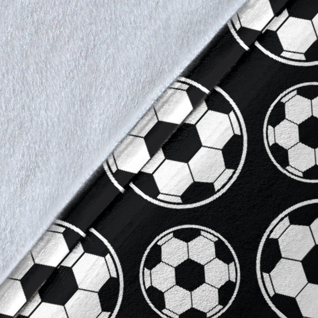 Soccer Ball Black Print Pattern Fleece Blanket