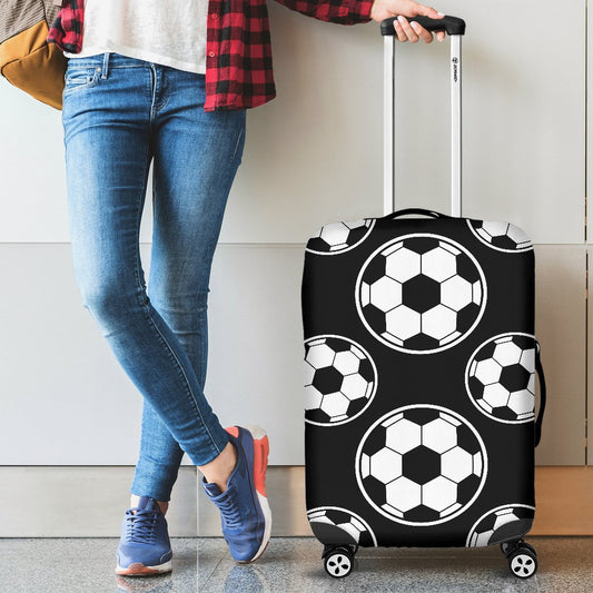 Soccer Ball Black Print Pattern Luggage Cover Protector