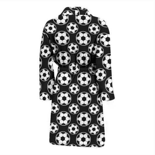 Soccer Ball Black Print Pattern Men Bath Robe-JTAMIGO.COM