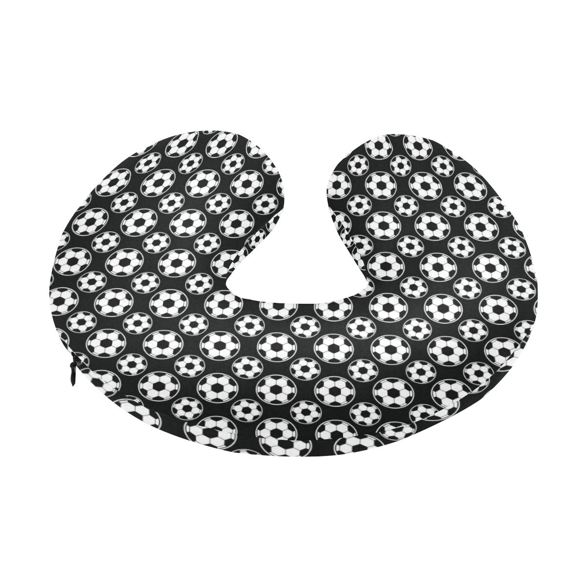 Soccer Ball Black Print Pattern U-Shaped Travel Neck Pillow-JTAMIGO.COM