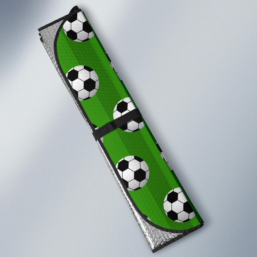 Soccer Ball Green Background Print Car Sun Shade For Windshield