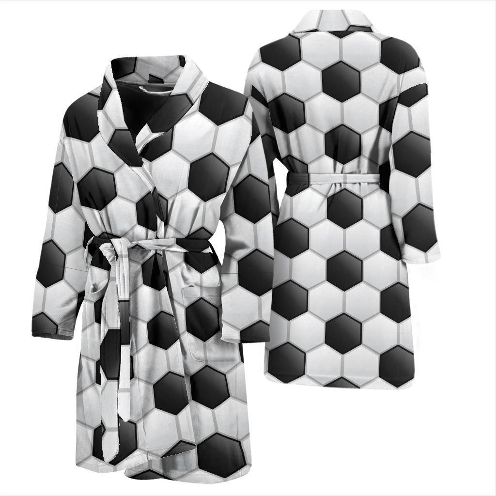 Soccer Ball Texture Print Pattern Men Bath Robe-JTAMIGO.COM