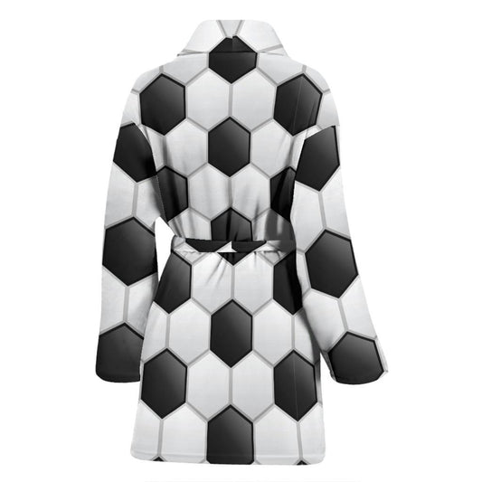 Soccer Ball Texture Print Pattern Women Bath Robe-JTAMIGO.COM