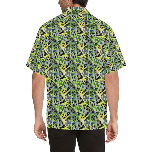 Soccer Ball Themed Print Pattern Men Aloha Hawaiian Shirt
