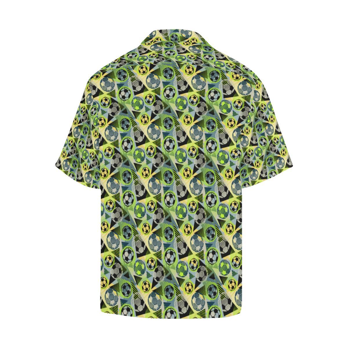 Soccer Ball Themed Print Pattern Men Aloha Hawaiian Shirt